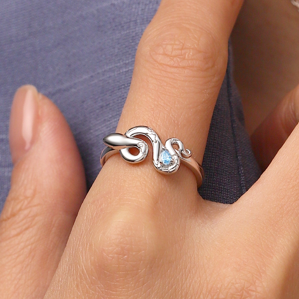 Zodiac Snake Birthstone Ring image number 4