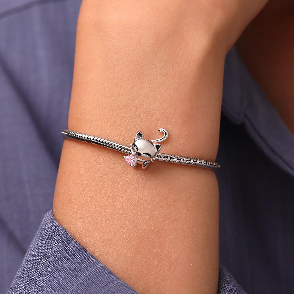 White Cat Heart Tail Charm image number 6