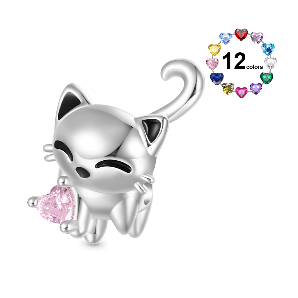White Cat Heart Tail Charm image number 0