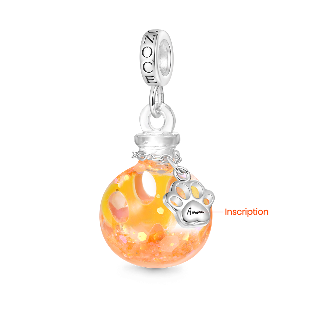 Glitter Engravable Paw Print Quicksand Pendant image number 1