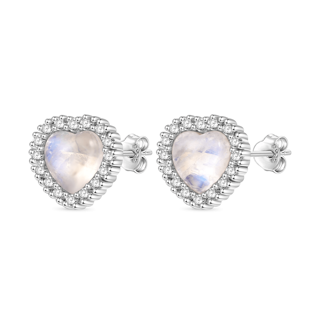 Moonstone Heart Stud Earrings image number 1