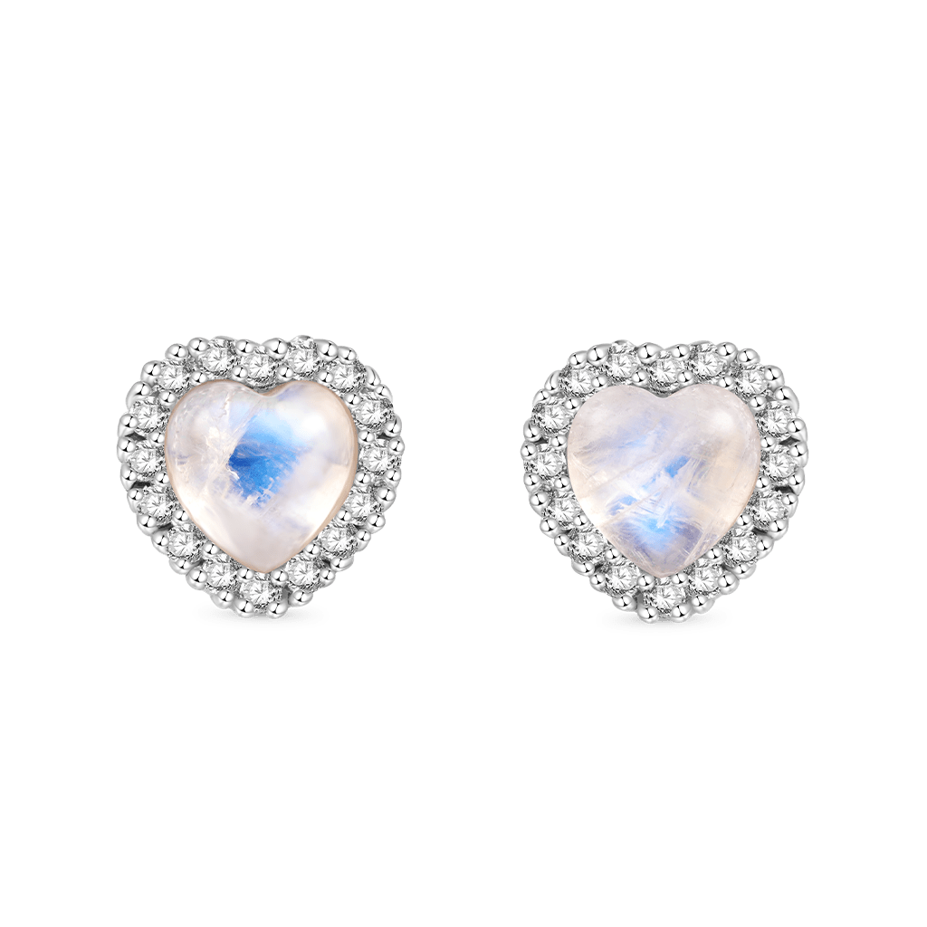 Moonstone Heart Stud Earrings image number 0