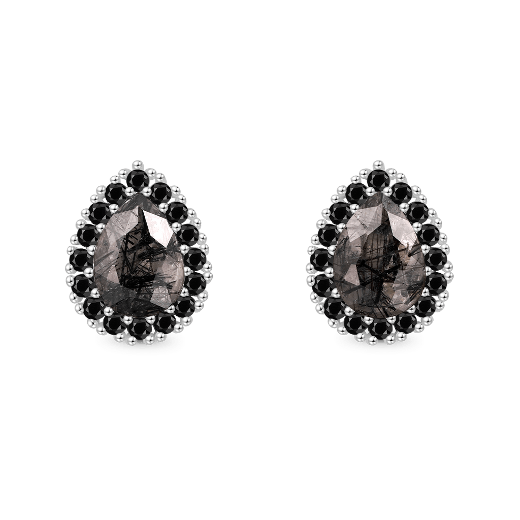 Black Rutilated Quartz Stud Earrings image number 0
