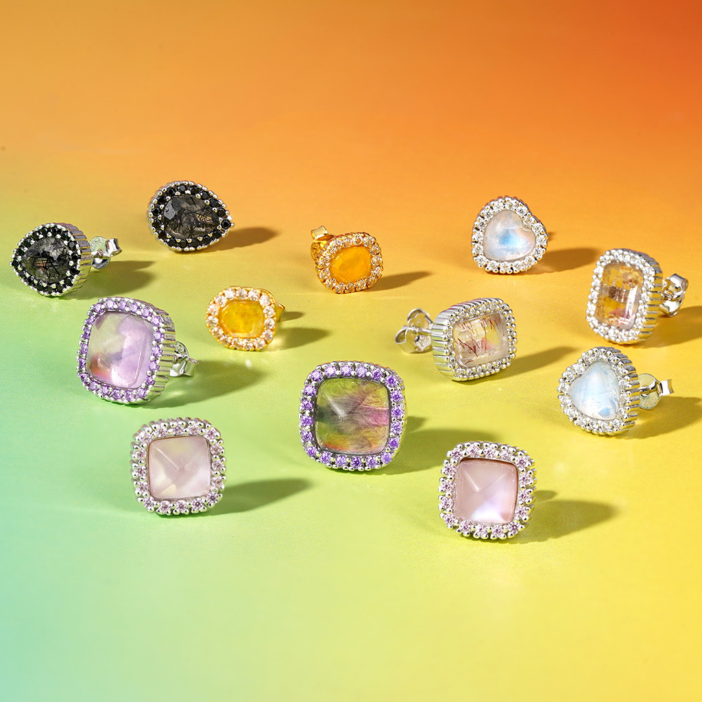 Moonstone Heart Stud Earrings image number 2