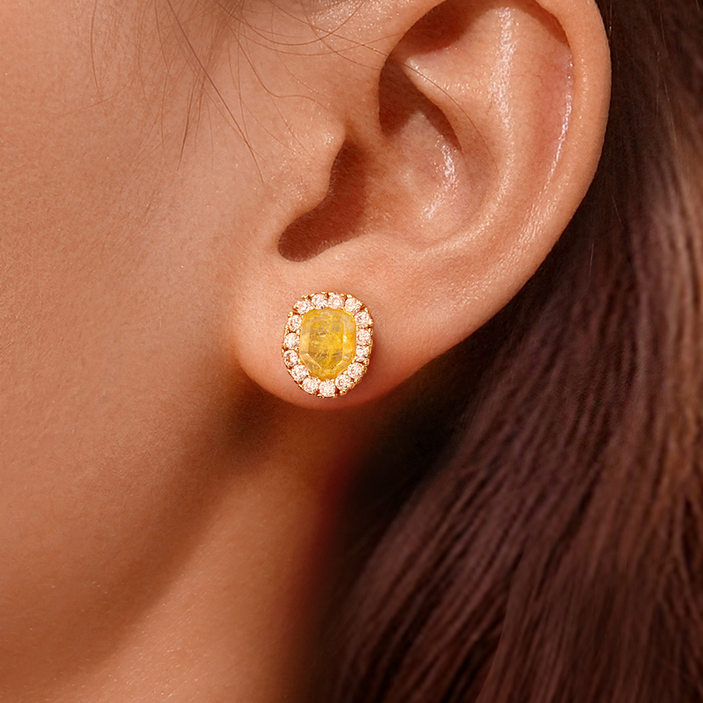 Gold Rutilated Quartz Earrings image number 4