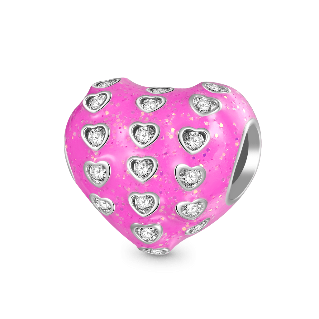 Pink Pave Gemstone Heart Charm image number 0