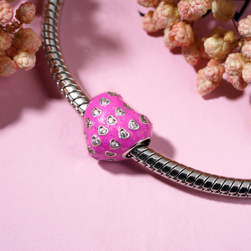 Pink Pave Gemstone Heart Charm image number 2