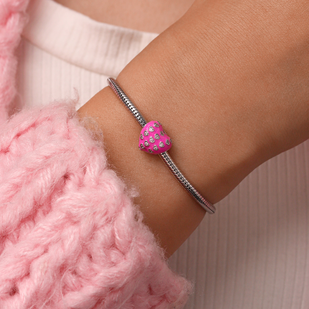 Pink Pave Gemstone Heart Charm image number 4