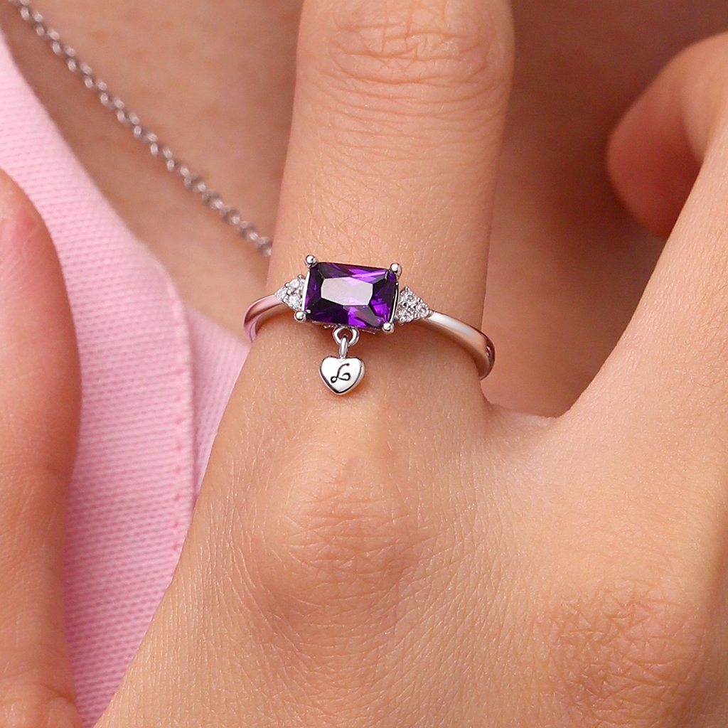 Dainty Purple Baguette Statement Ring image number 5