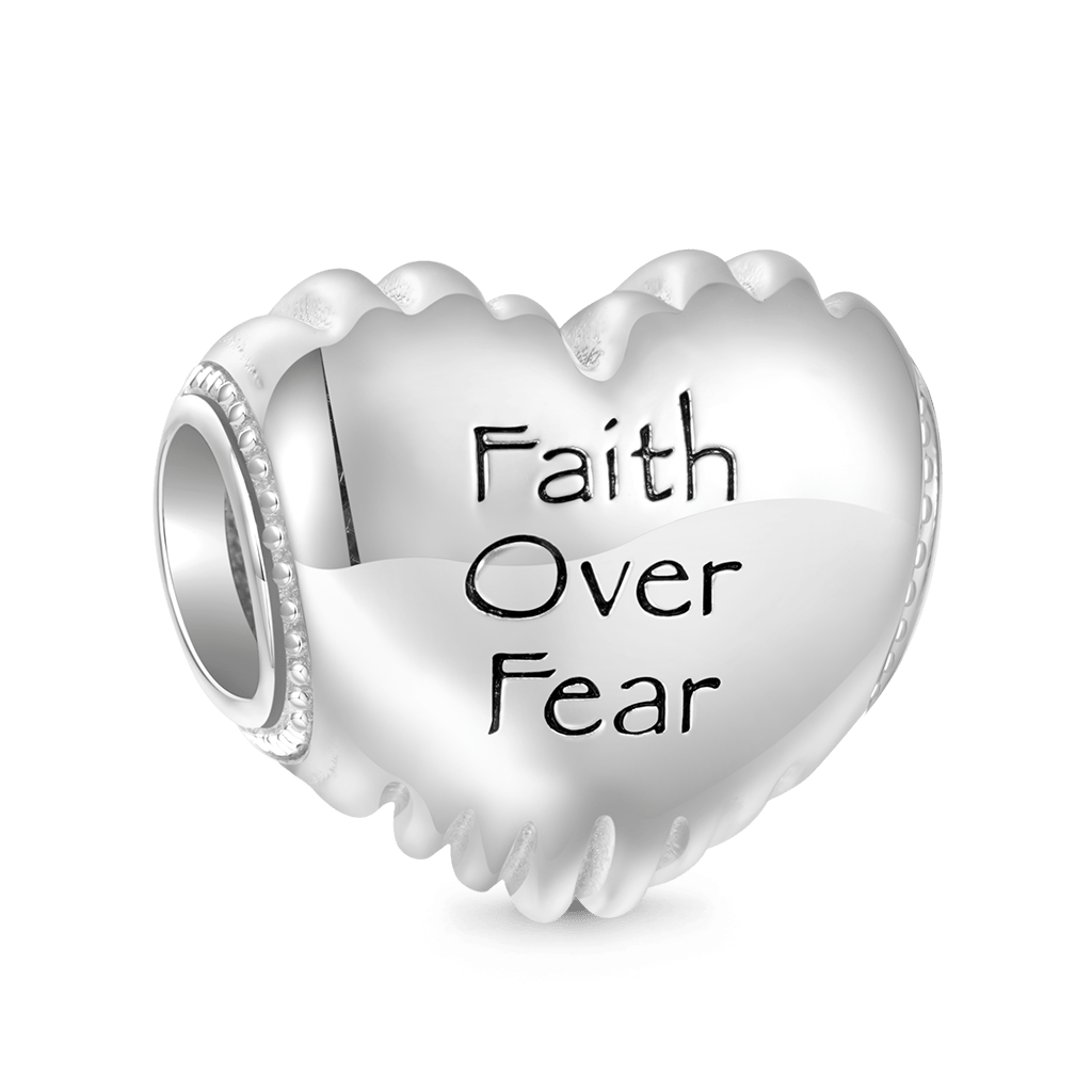 Cross 'Faith Over Fear' Heart Charm image number 1