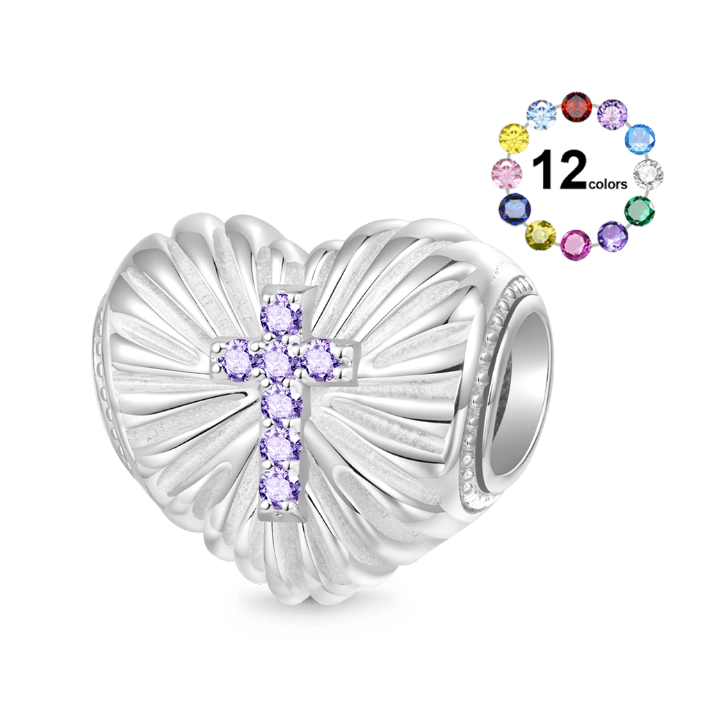 Cross 'Faith Over Fear' Heart Charm image number 0