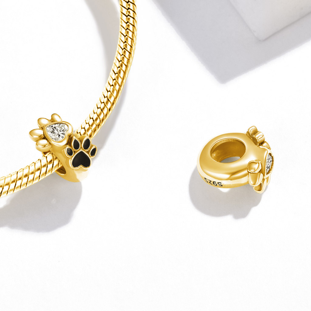 18k Gold Plated Pet Paws Stopper image number 1