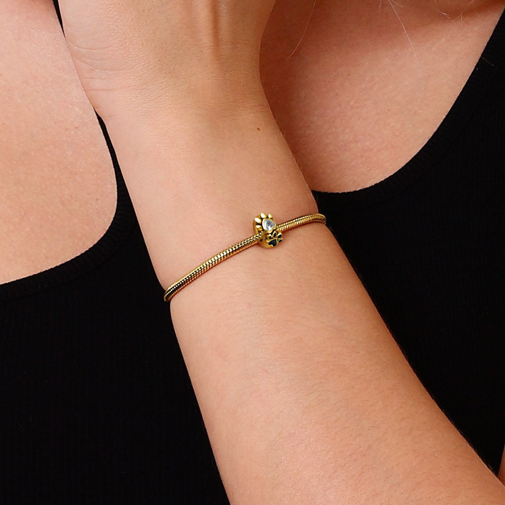 18k Gold Plated Pet Paws Stopper image number 3