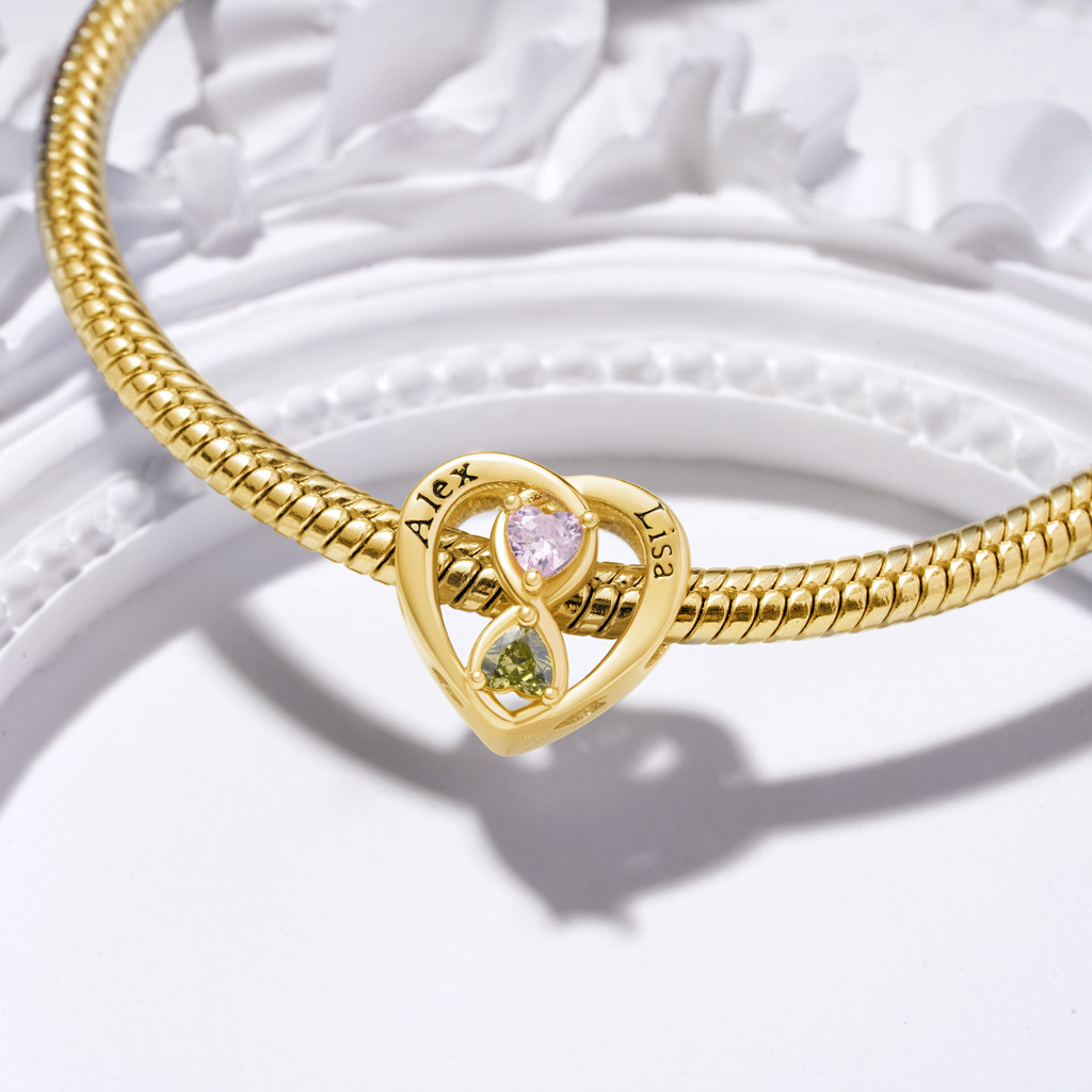 Gold Plated Infinite Love Couple Charm image number 3