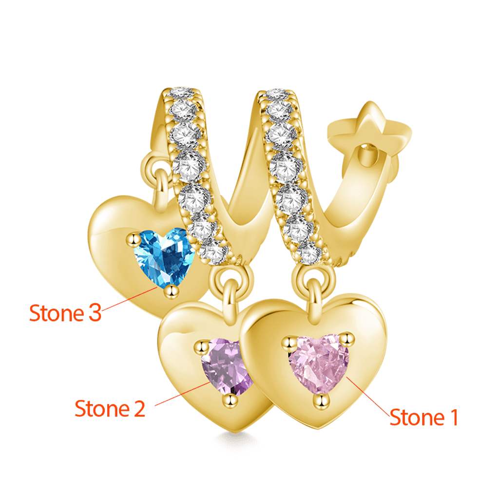 Gold Plated Three Hearts Family Pendant image number 1