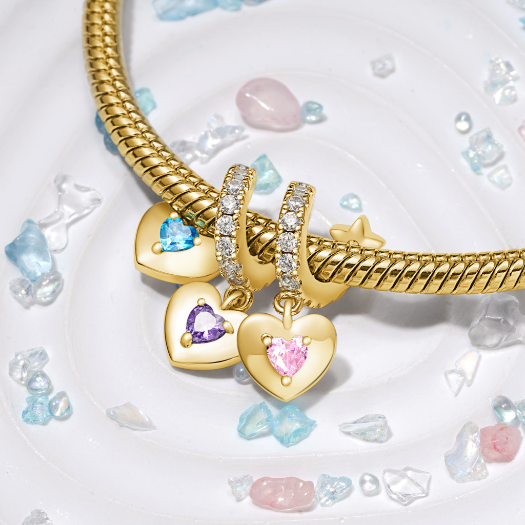 Gold Plated Three Hearts Family Pendant image number 3