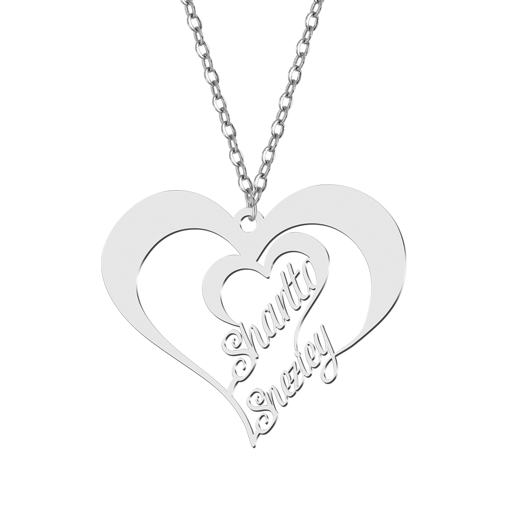 Heart Couple Name Necklace image number 1