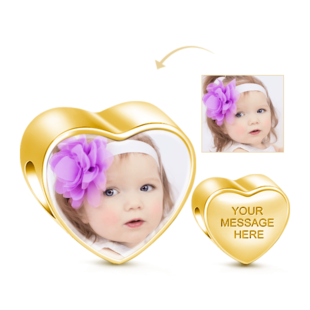Gold Heart Engravable Photo Charm image number 0