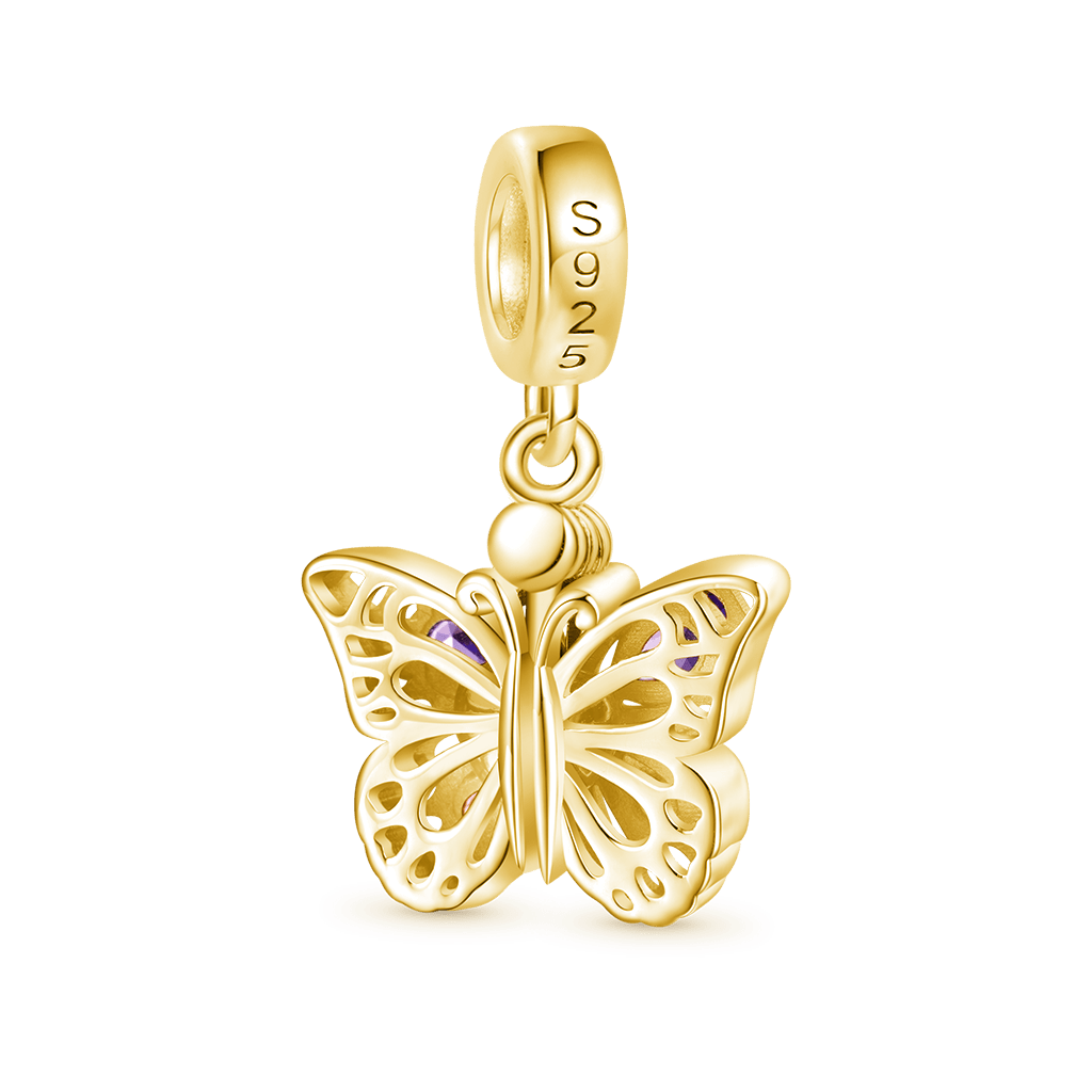 18k Gold Purple Butterfly Pendant image number 1
