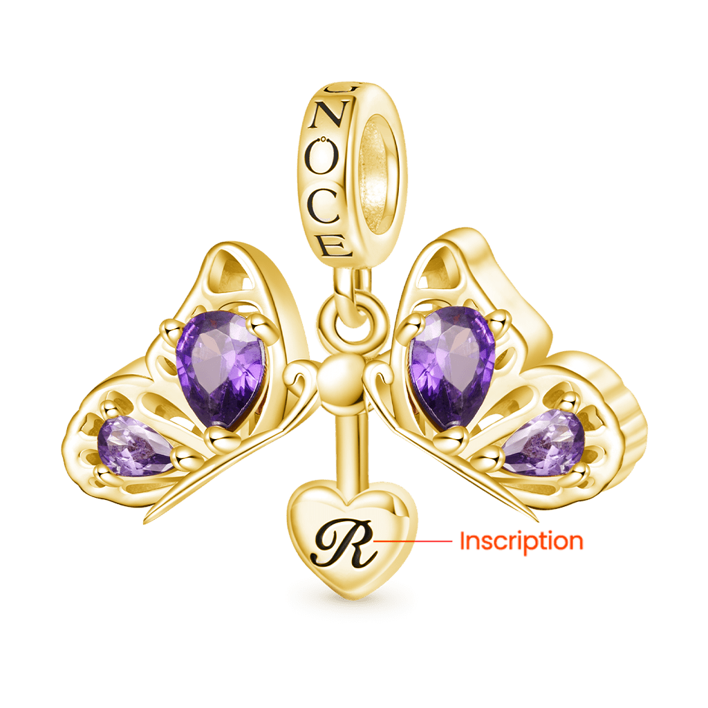 18k Gold Purple Butterfly Pendant image number 2