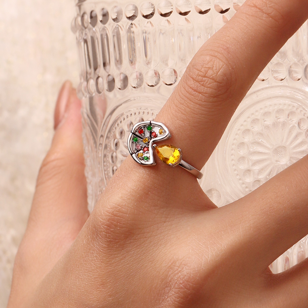 Multicolor Pear CZ Pizza Ring image number 4