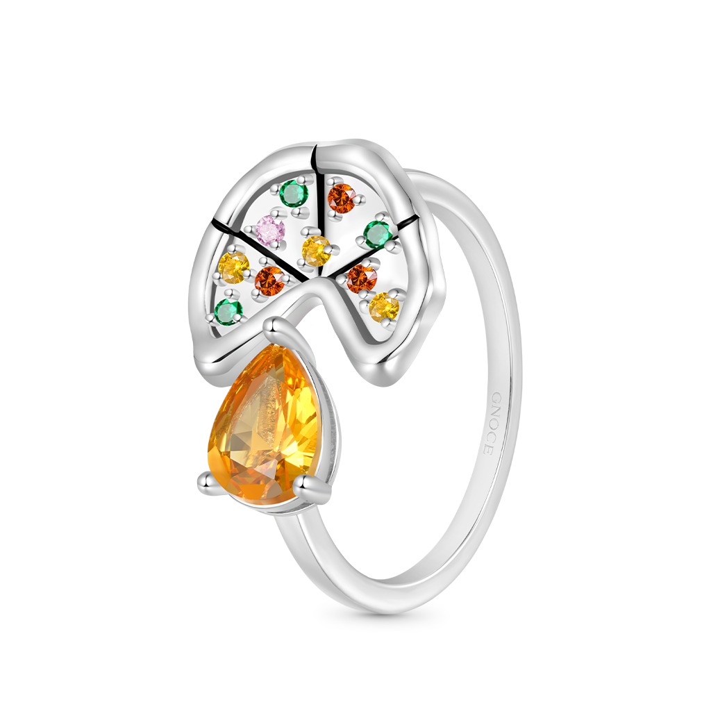 Multicolor Pear CZ Pizza Ring image number 1