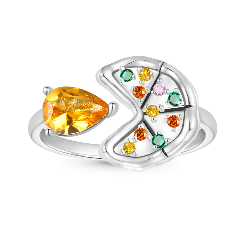 Multicolor Pear CZ Pizza Ring image number 0