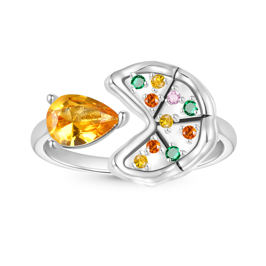 Multicolor Pear CZ Pizza Ring image number 0