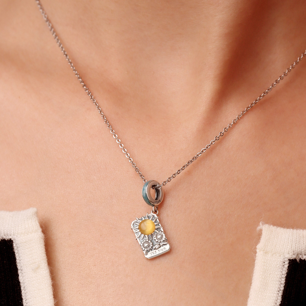 Blue Tarot Card Sun Pendant image number 4