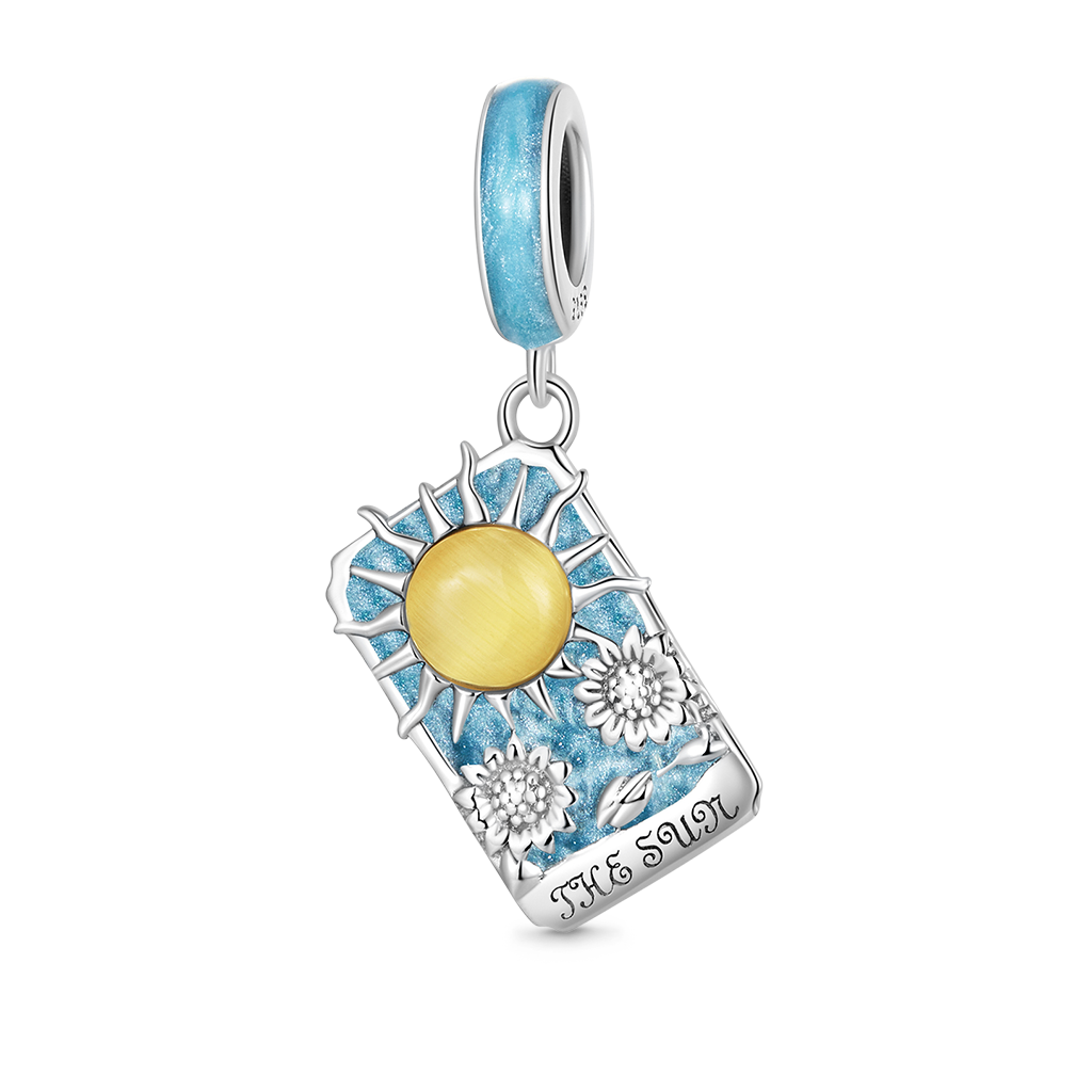 Blue Tarot Card Sun Pendant image number 0