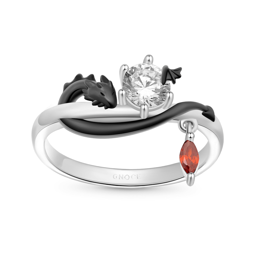 Black Dragon White Diamond Ring image number 0