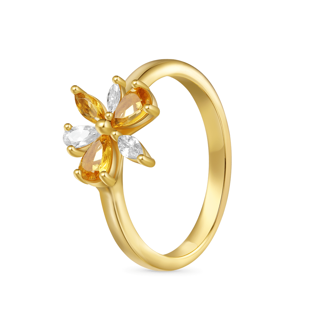 Marquise Citrine Flower Ring image number 1