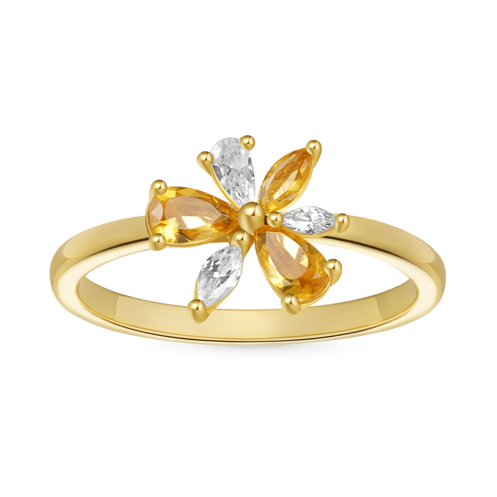 Marquise Citrine Flower Ring image number 0