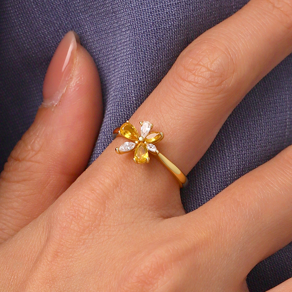 Marquise Citrine Flower Ring image number 4