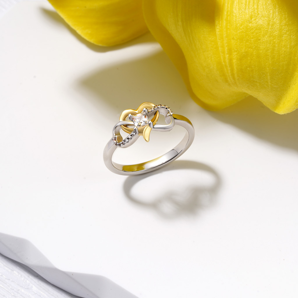 Diamond Heart Infinity Mobius Ring image number 2