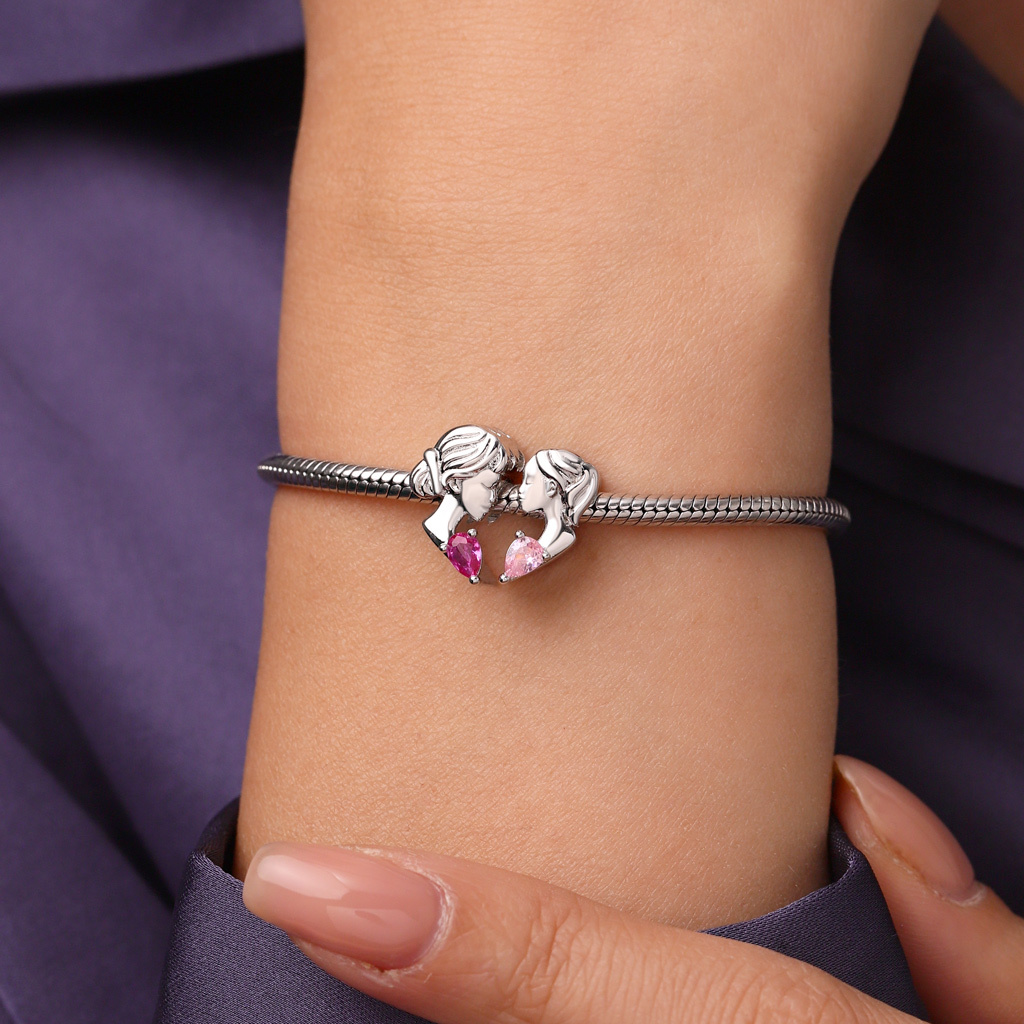 Mother & Daughter Heart Double Charm image number 5