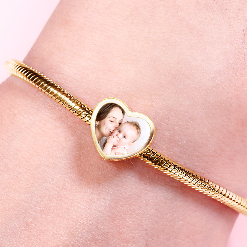 Gold Heart Engravable Photo Charm image number 2