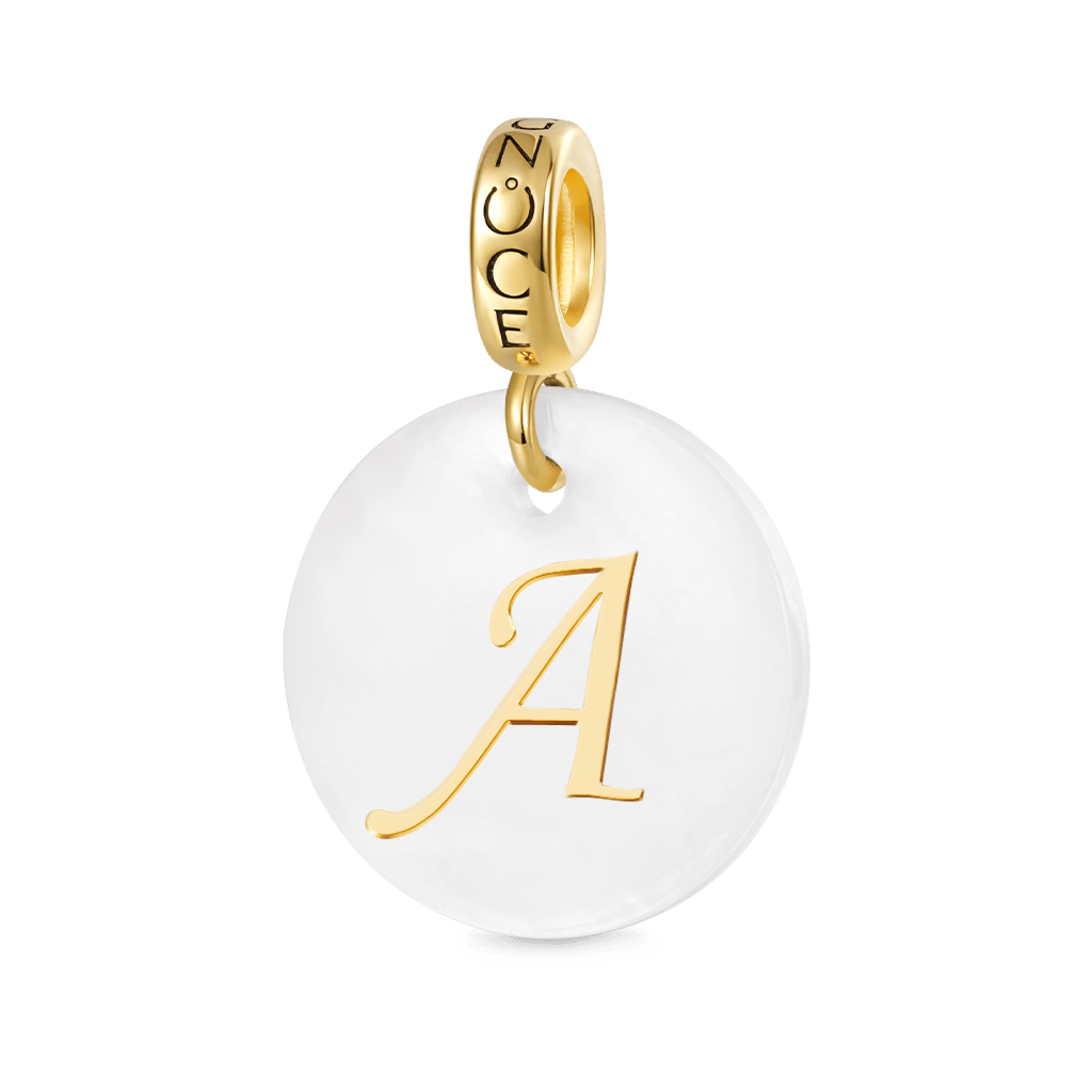 Natural Shell Gold Letters Pendant image number 0