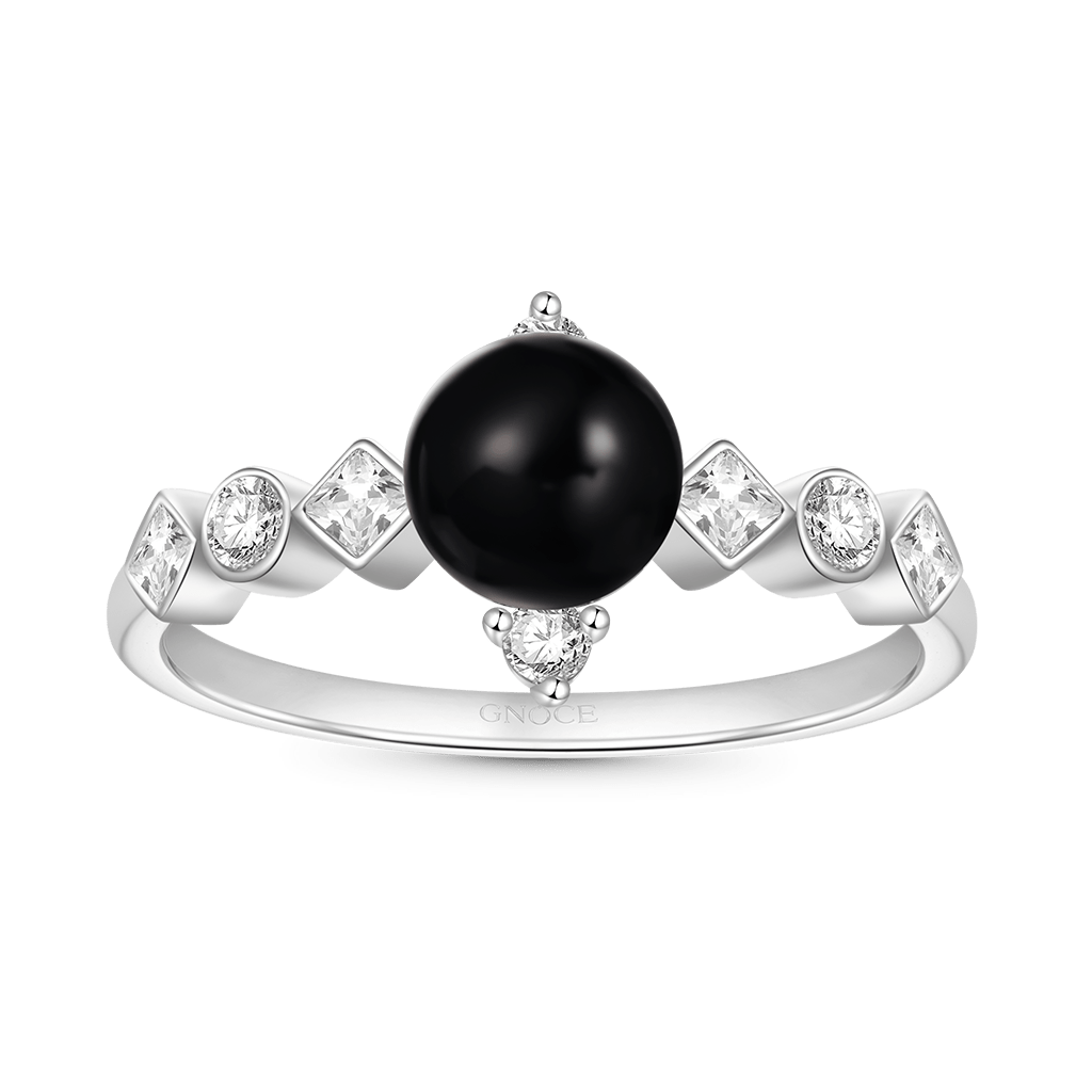 Dark Black Pearl Diamond Ring image number 0