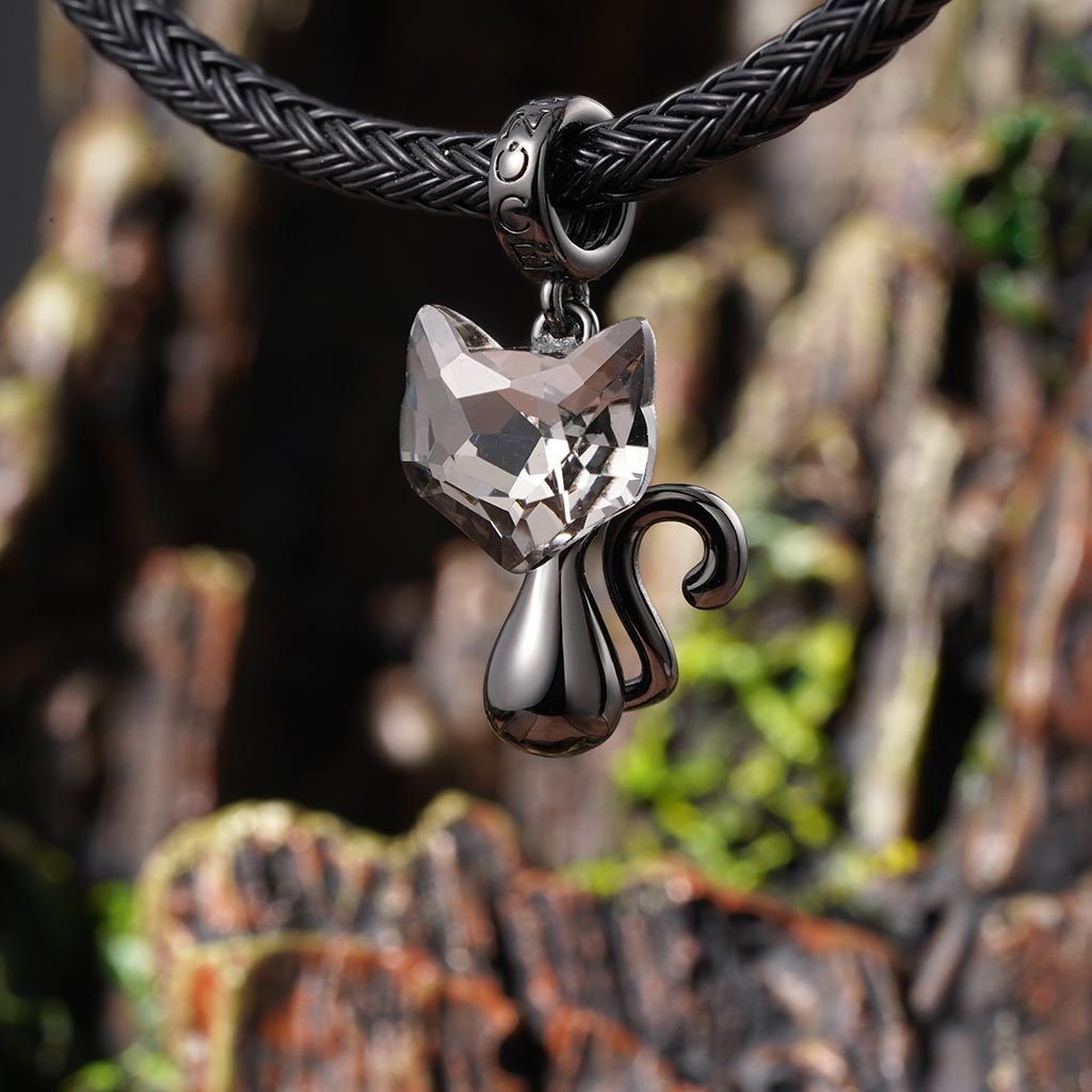 Crystal Black Cat Pendant image number 2