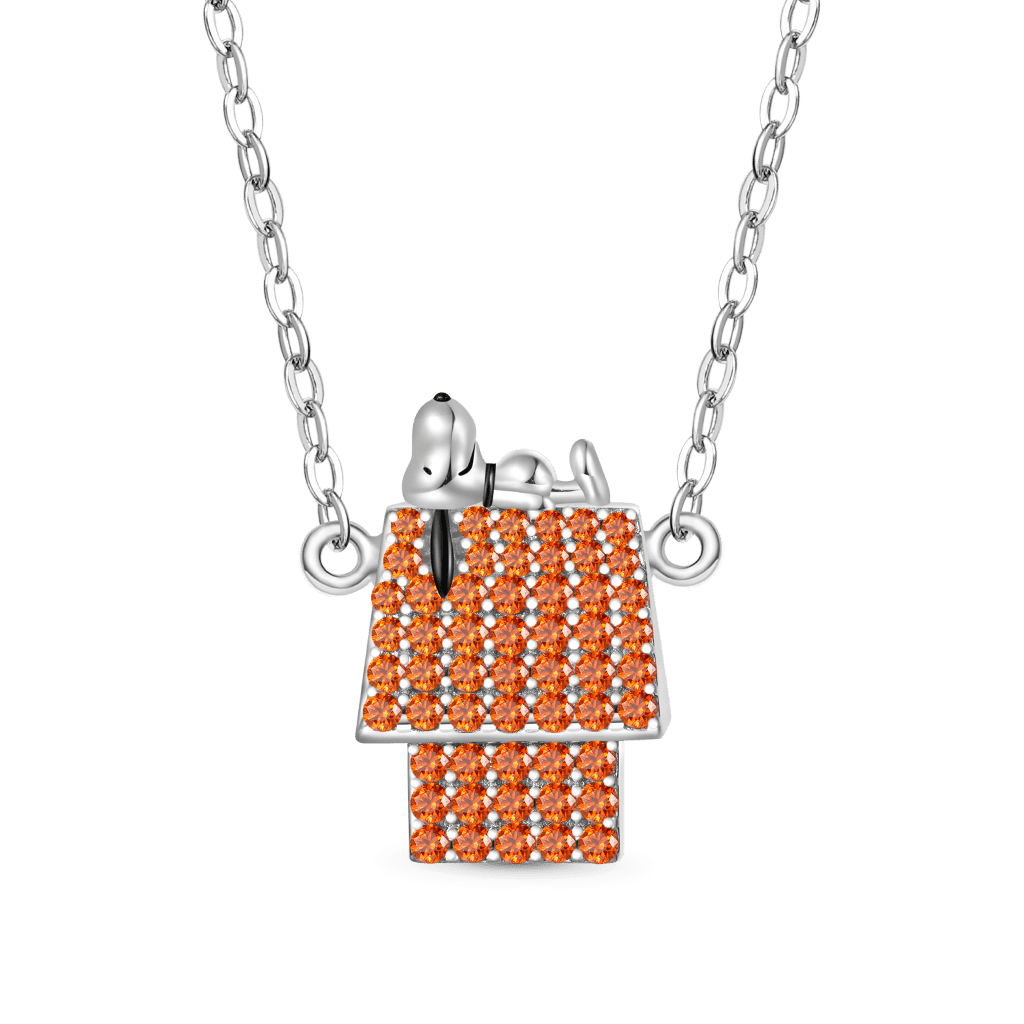 Lying Snoopy Doghouse Diamond Necklace image number 0