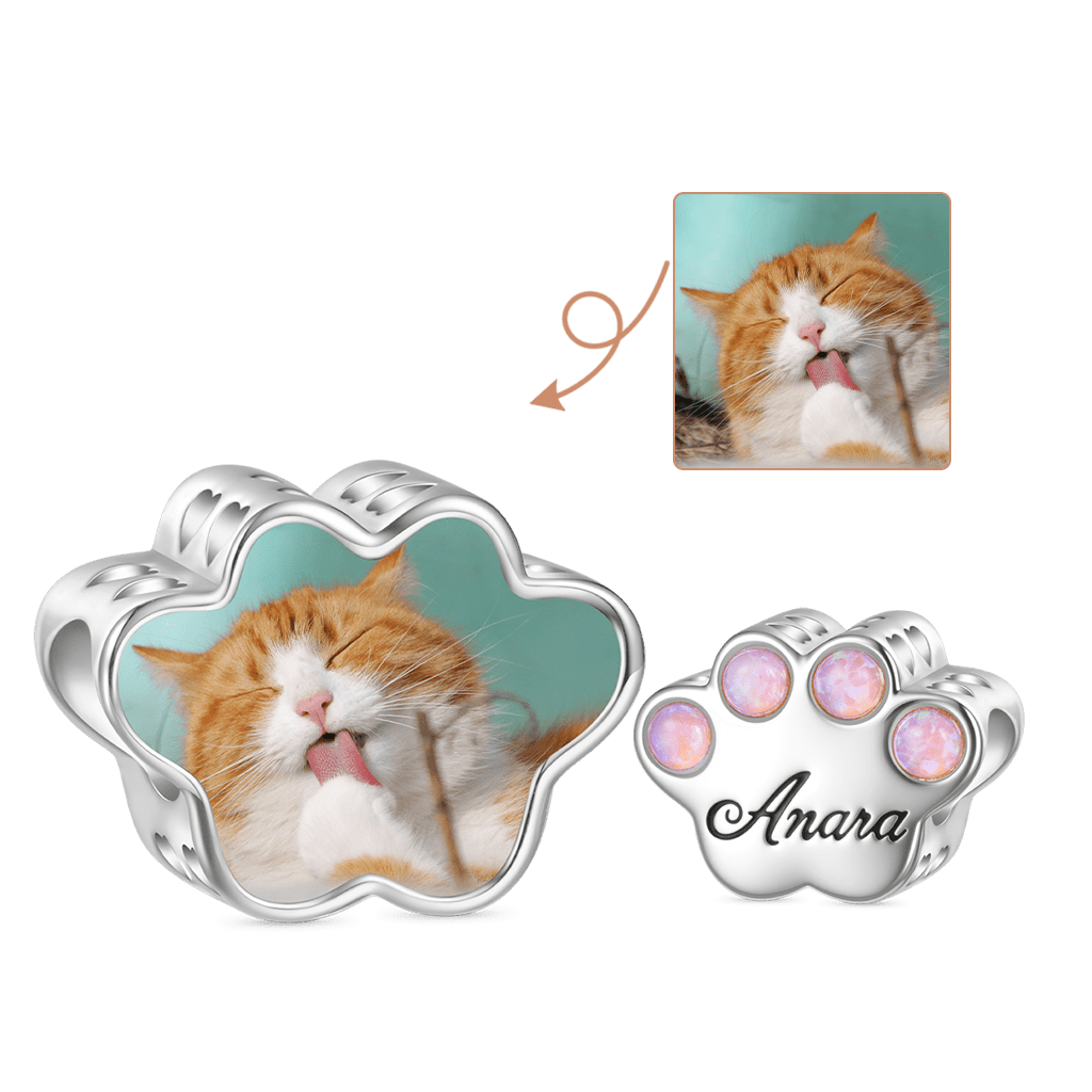 Cat Paw Opal Inlaid Photo Charm image number 0