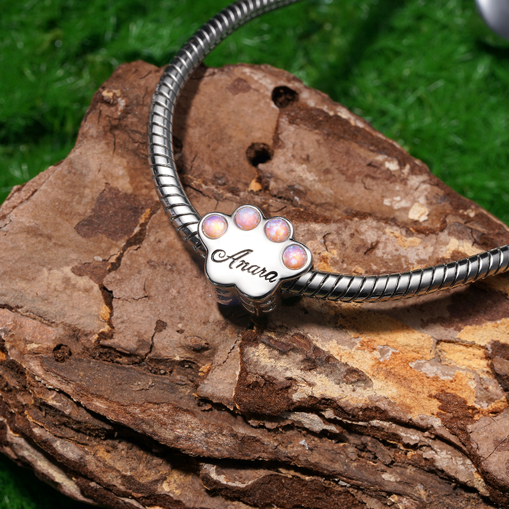 Cat Paw Opal Inlaid Photo Charm image number 1