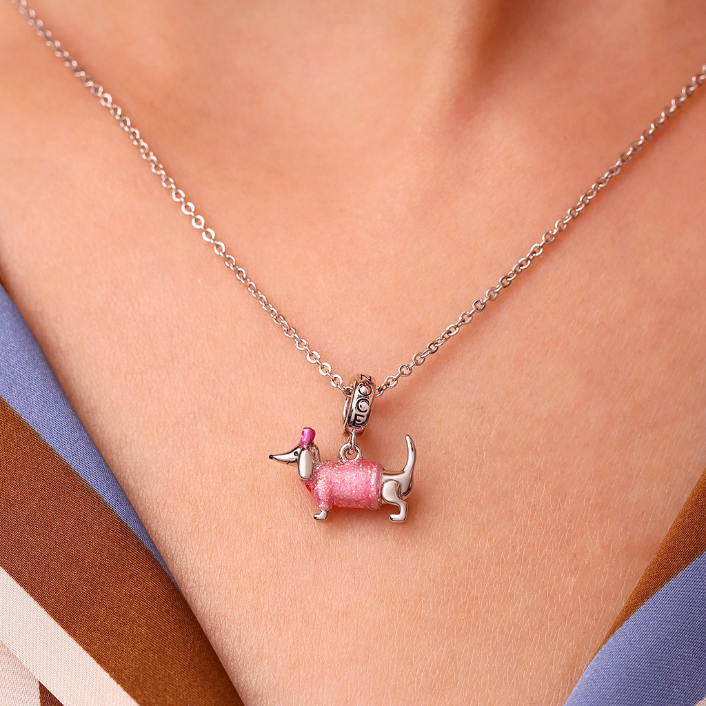 Pink Dachshund Pendant image number 4