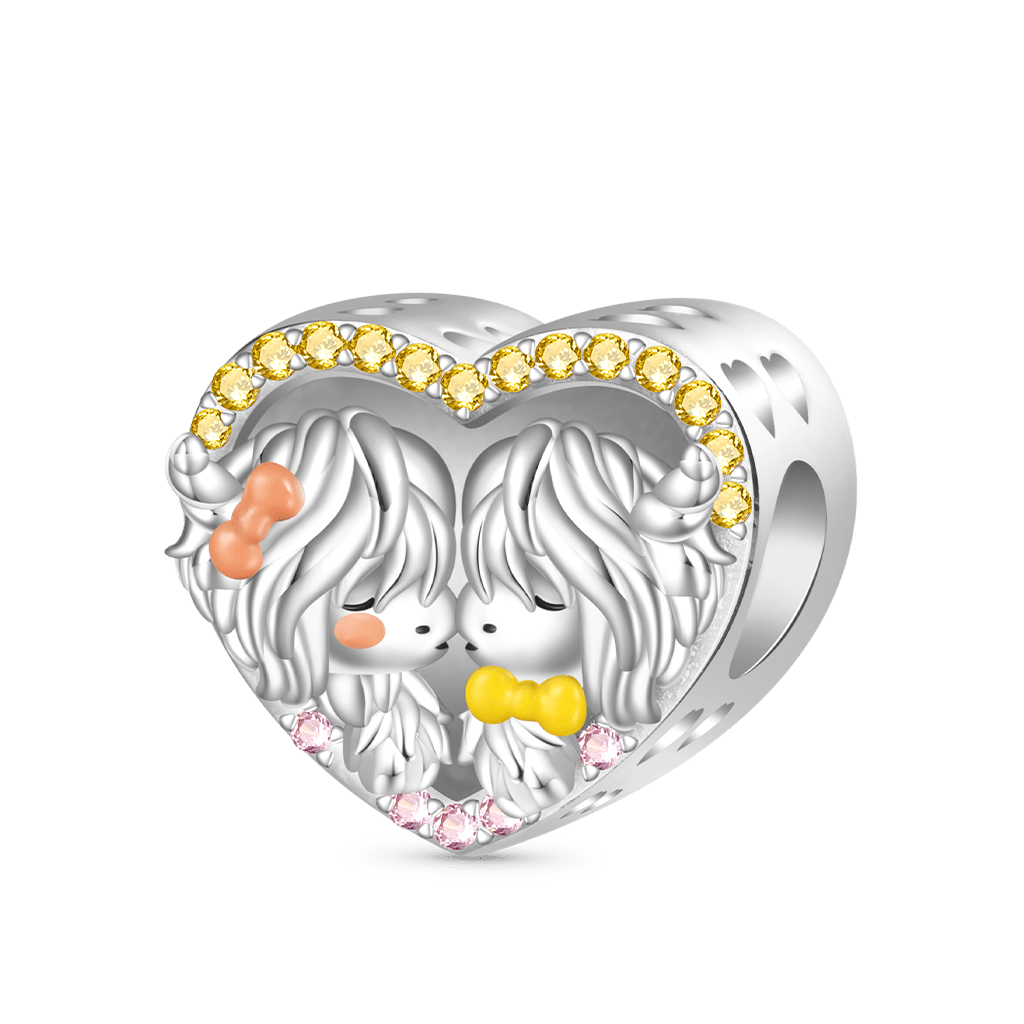 Highland Cow Couple Heart Photo Charm image number 3