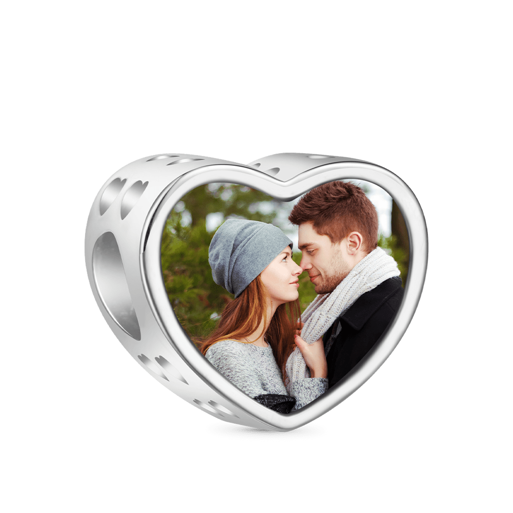 Highland Cow Couple Heart Photo Charm image number 1