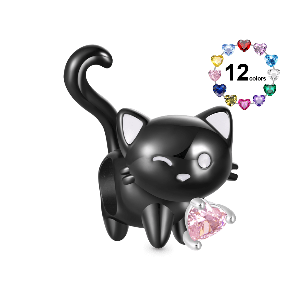 Black Cat Heart Tail Charm image number 0