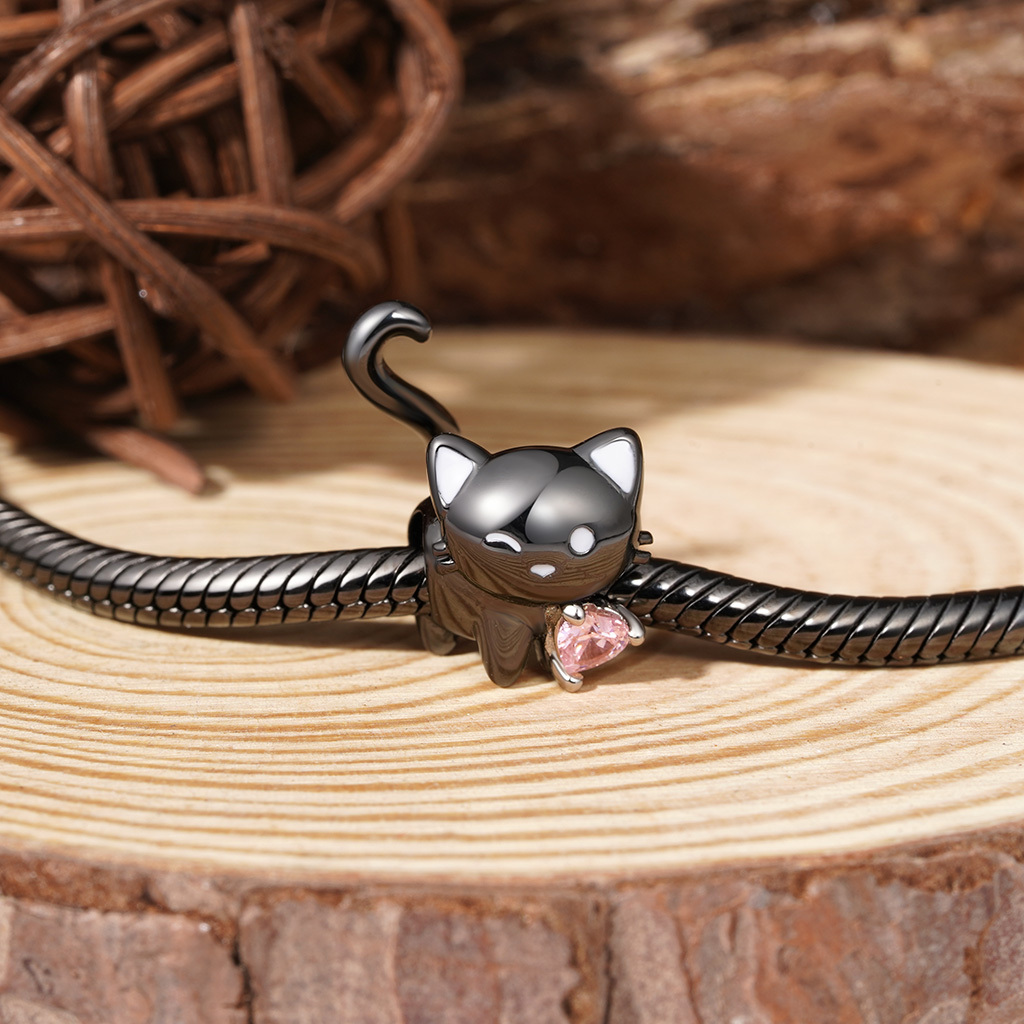 Black Cat Heart Tail Charm image number 3