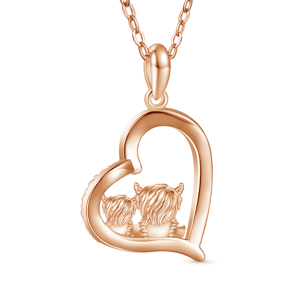Highland Cow Heart Necklace image number 1