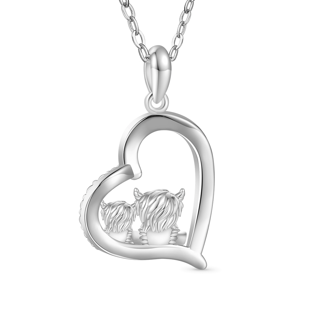 Highland Cow Heart Necklace image number 1